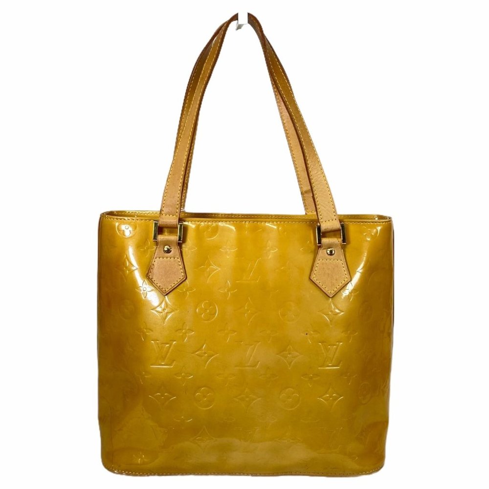 Authentic Louis Vuitton Shoulder Bag Houston Yellow Vernis Used LV Handbag